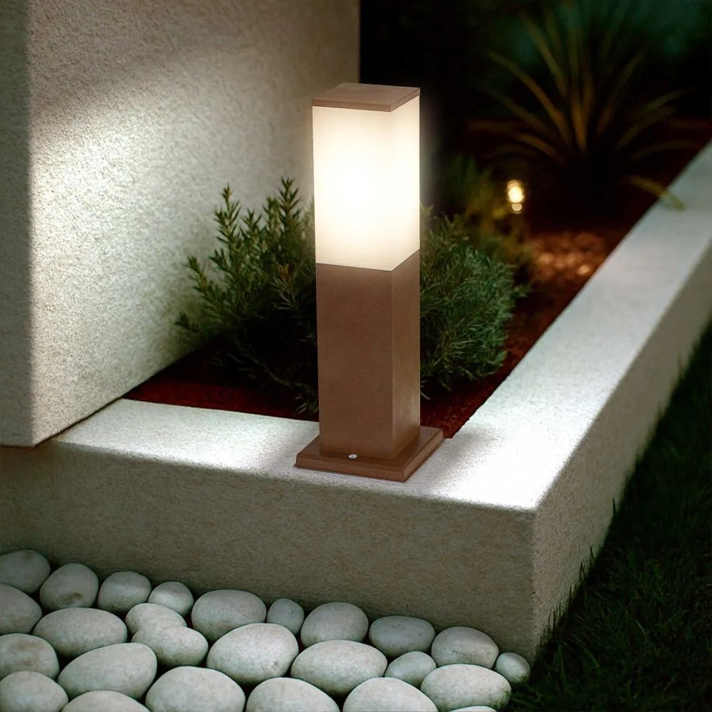 Paletto da Giardino 40cm, acciaio INOX, CORTEN, IK06, IP54, base E27 Colore Corten