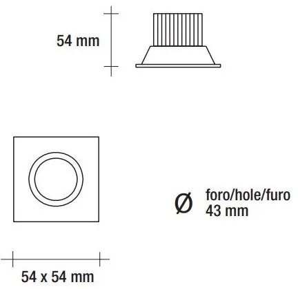 Vivida faretto inc.quadr.bianco led 5w 370lm