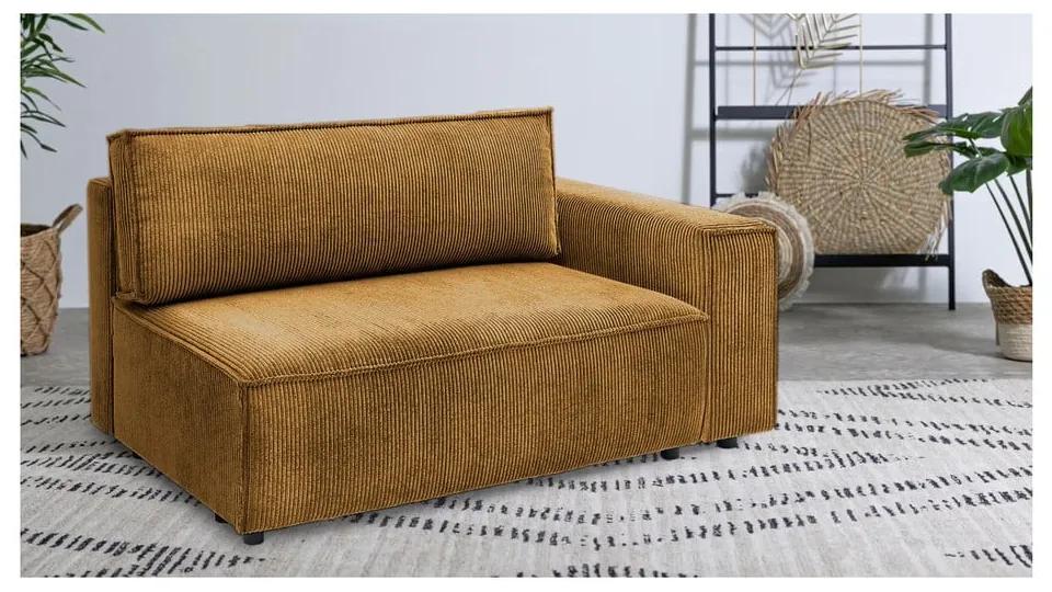 Modulo divano in velluto a coste color senape, angolo destro Nihad modular - Bobochic Paris