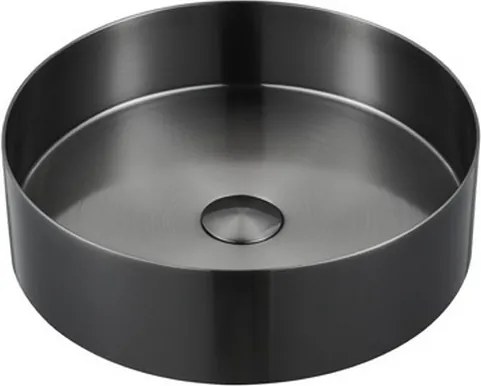 Lavabo da appoggio rotondo in acciaio inox finitura gun metal | KVE-380GM - KAMALU