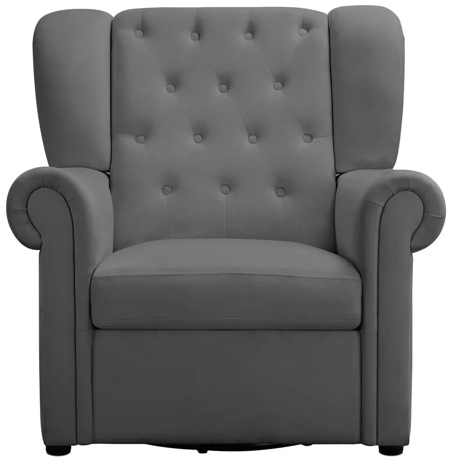 Sedia a dondolo chesterfield in velluto grigio Lillyse - Støraa