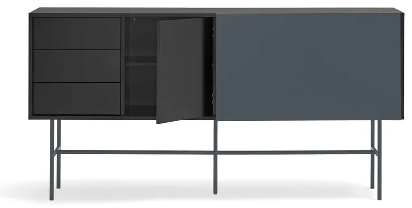 Cassettiera bassa nero-antracite con ante scorrevoli 180x91 cm Nube - Teulat