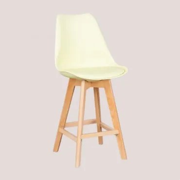 Pacco Di 2 Sgabelli Alti 65 Cm Con Cuscino In Similpelle Nordic Mousse Limone - Sklum