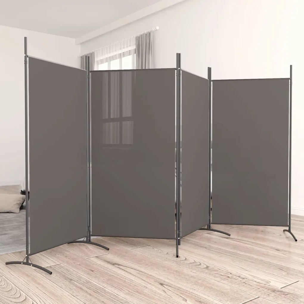 Divisorio A 4 Pannelli Antracite 346x180 Cm Tessuto /