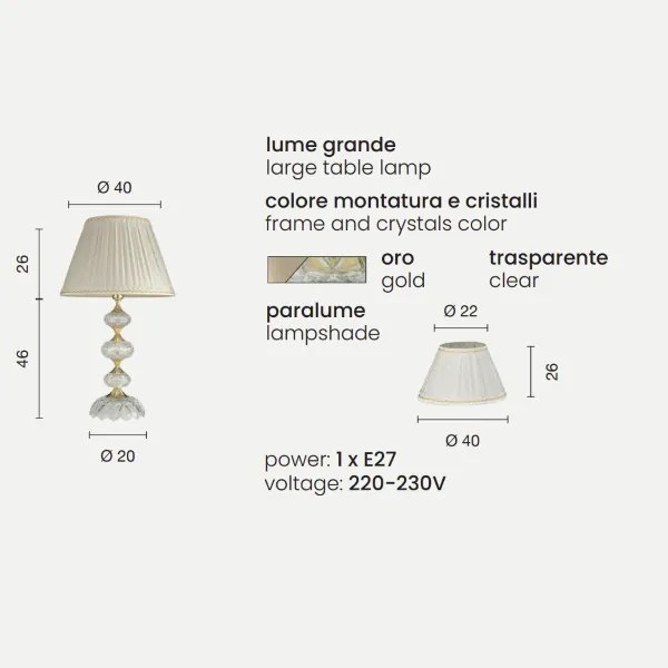 Lampada da tavolo DALLAS Oro 40x72 cm