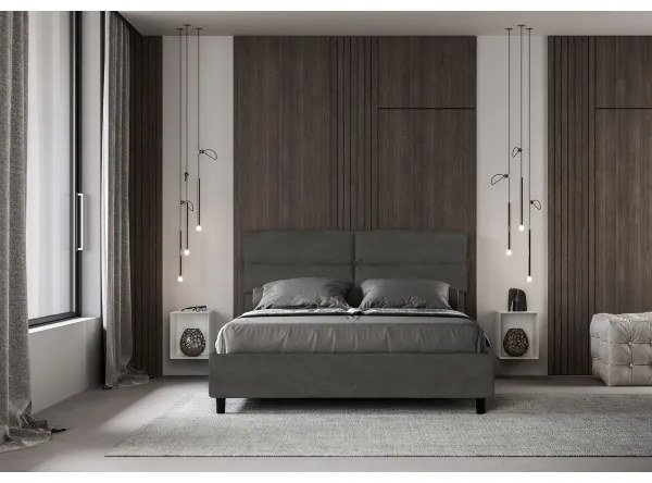 Letto contenitore da 160x190 in microfibra grigio Nandy