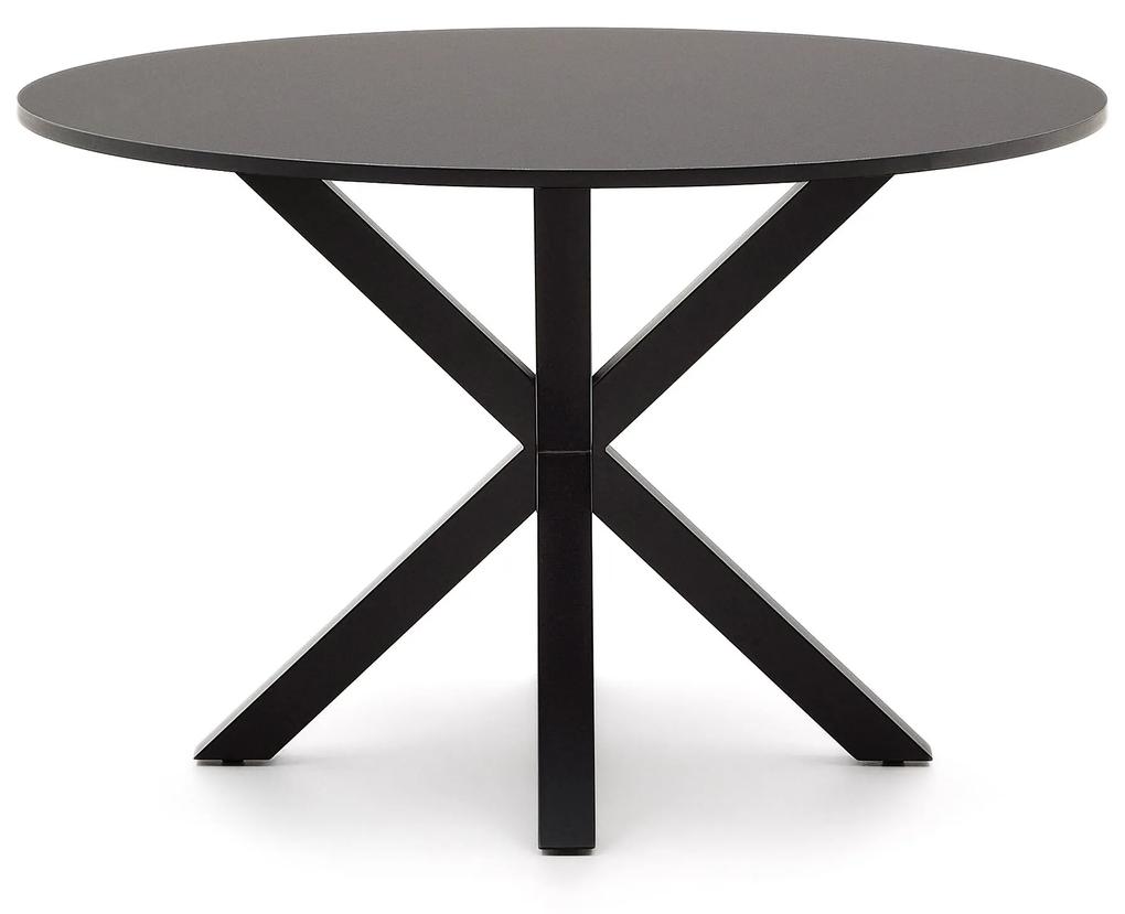 Kave Home - Tavolo rotondo Argo di DM laccato nero e gambe in acciaio con finitura nera Ã˜ 120 cm