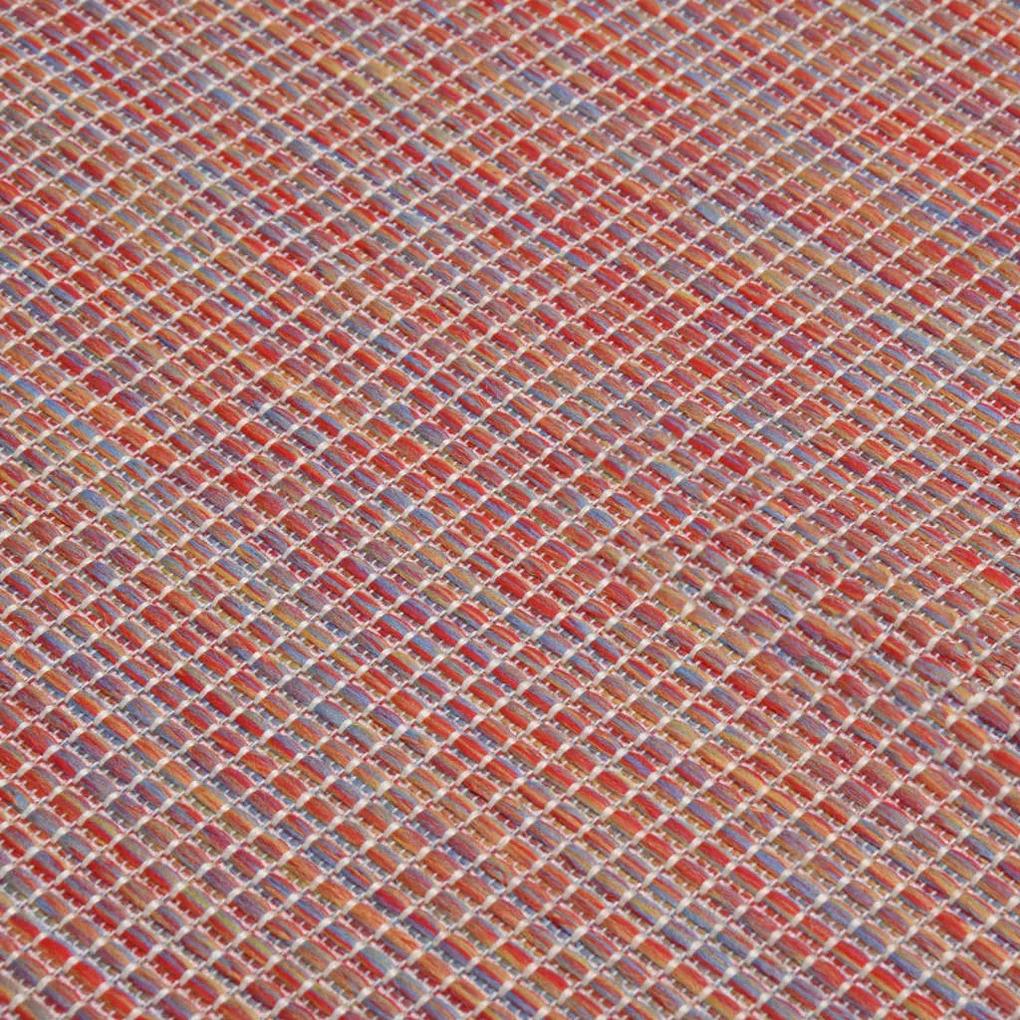 Tappeto da Esterni a Tessitura Piatta 100x200 cm Rosso