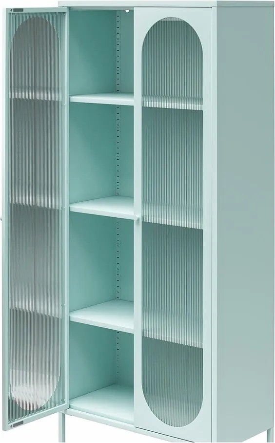 Vetrina in metallo azzurra 80x186x40 cm Luna - Støraa