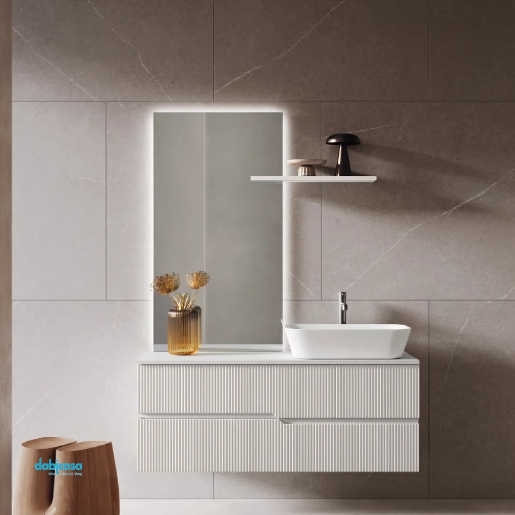 Mobile Bagno Sospeso "Victor" Da 90 Cm Composto Da Due Cassetti Finitura Bianco Opaco