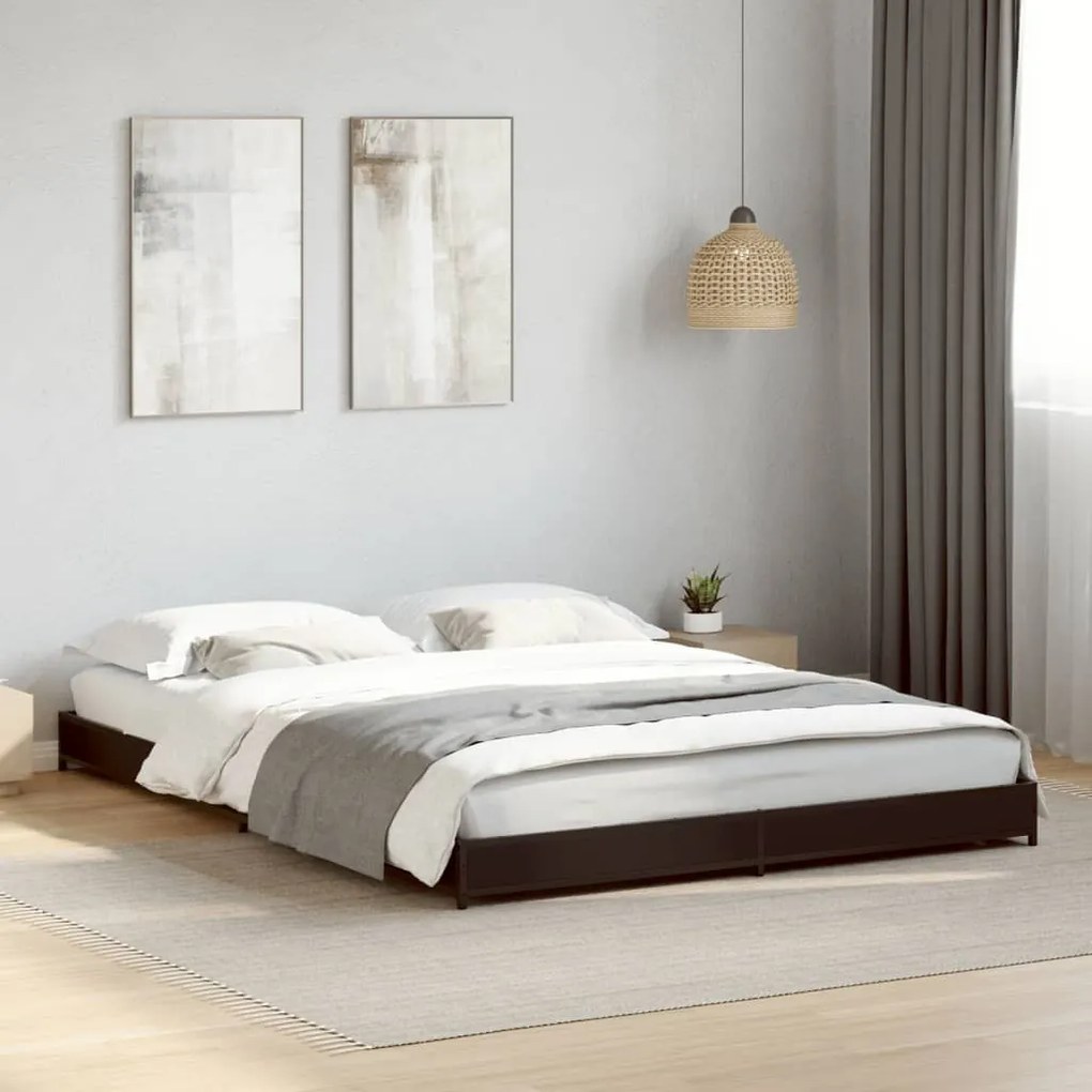 Giroletto Nero 140x190 Cm İn Legno Multistrato E Metallo /