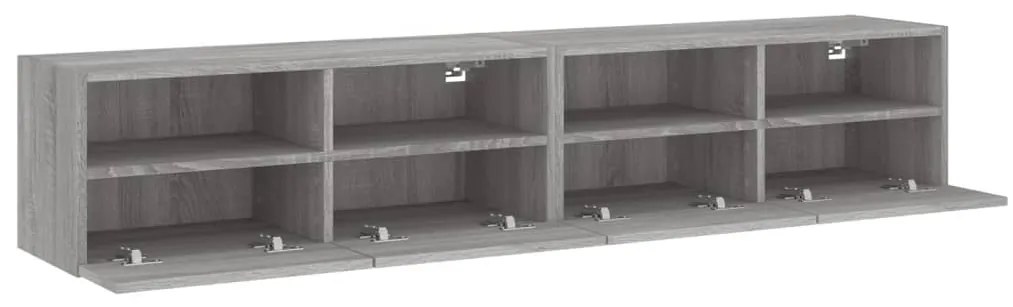 Mobili TV Parete 2pz Grigio Sonoma 80x30x30cm Legno Multistrato