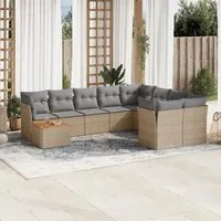 Set Divano da Giardino 10 pz con Cuscini Beige in Polyrattan 3223826