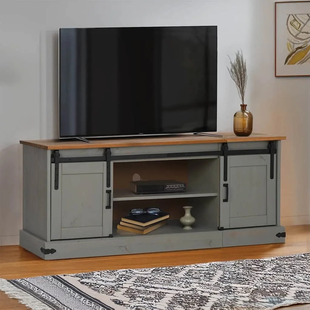 Mobile Porta Tv Halden 2 Ante Scorrevoli Grigio 150x40x60 Cm /