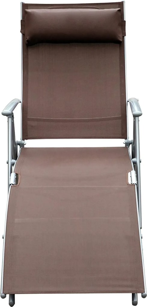 Lettino Prendisole Relax Reclinabile Pieghevole Telaio in Metallo Marrone 137x63.5x100.5 cm...