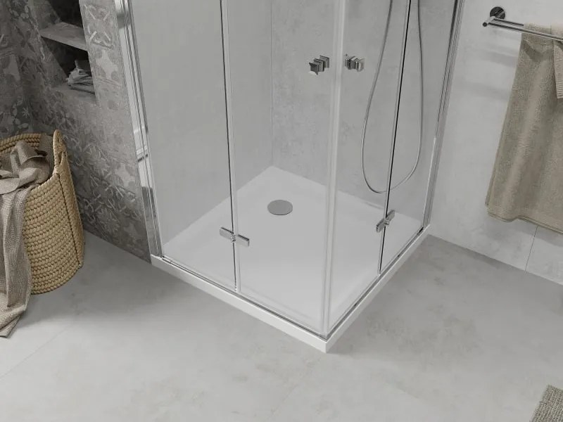 Mexen Lima Duo cabina doccia pieghevole 90 x 90 cm, trasparente, cromo + piatto Flat - 856-090-090-01-02-4010