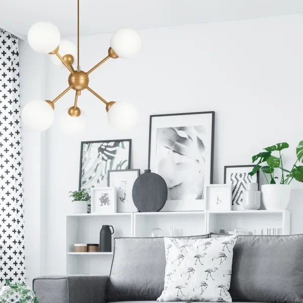 Lampadario a sospensione con supporto rigido RUBBY BALL 6xG9/5W/230V oro