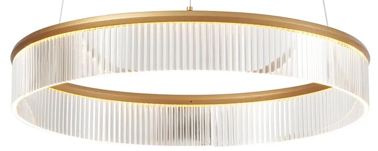 Lampada a sospensione moderna ottone 59cm incl. LED dimmerabile a 3 livelli - Anello Chandelier