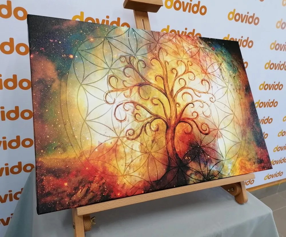 Stampa su tela – Albero con fiore della vita