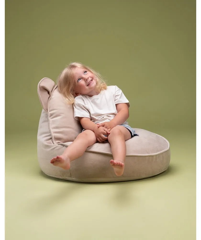 Pouf a sacco per bambini beige con rivestimento in velluto Bear – Wigiwama