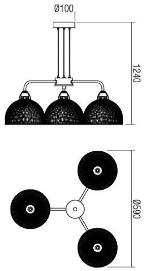 Redo 01-1573 - Lampadario a sospensione con cavo TAMIS 3xE27/42W/230V Ø 59 cm, nero