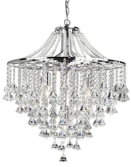 Dorchester 5lt pendant - metallo cromato e cristallo trasparente