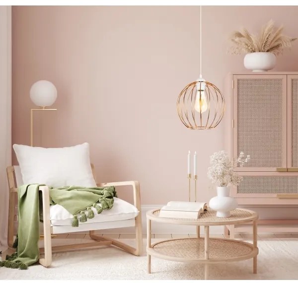 Lampadario a sospensione con filo MATT 1xE27/60W/230V bianco/rame