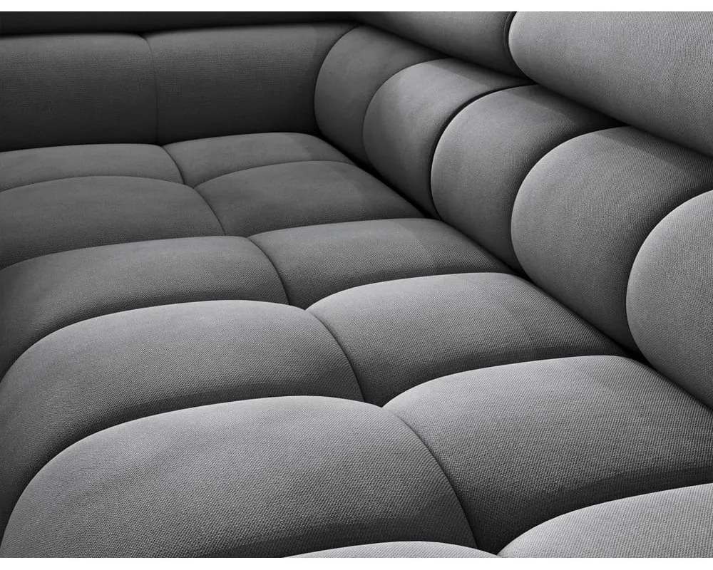 Divano angolare grigio scuro allungabile/con contenitore (con penisola a sinistra/a L) e rivestimento in velluto Ferucce – ELTAP