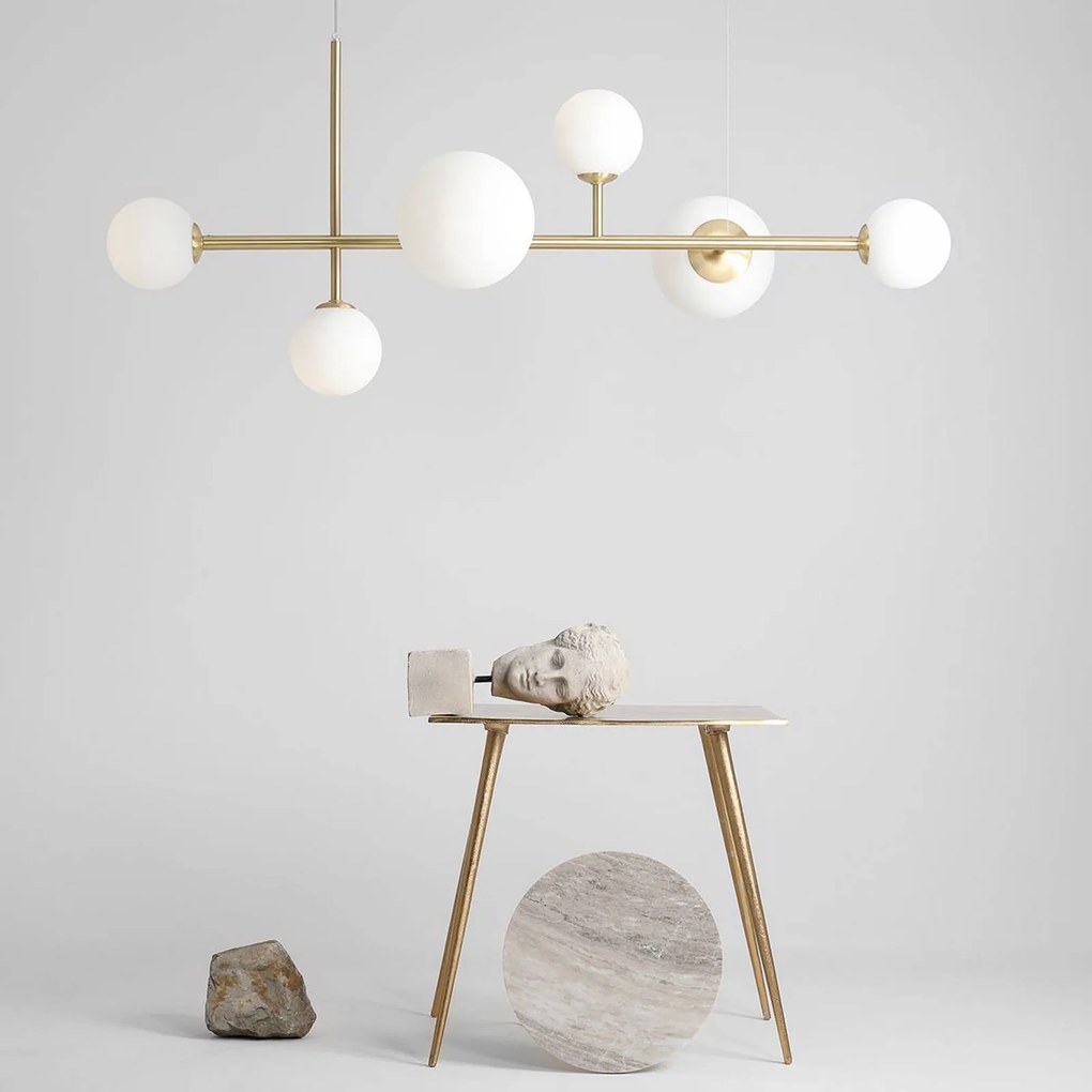 ALDEX Lampada a sospensione Joel, ottone/bianco, a 6 luci