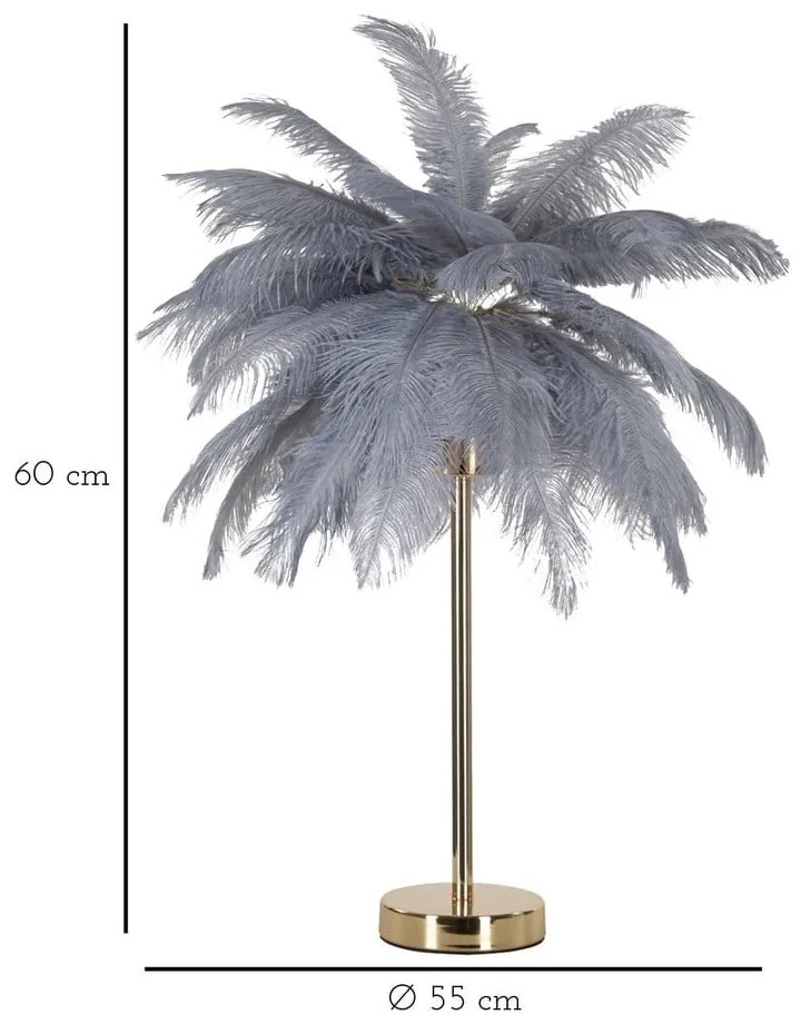 Lampada da tavolo grigia-oro (altezza 55 cm) Palm - Mauro Ferretti