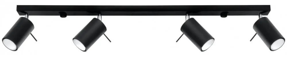 Plafoniera da Soffitto in Acciaio 4xGU10 RING 4L Orientabile Nera Colore del corpo Nero