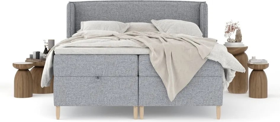 Letto boxspring grigio con spazio contenitivo 160x200 cm Monpelli - Maison de Rêve