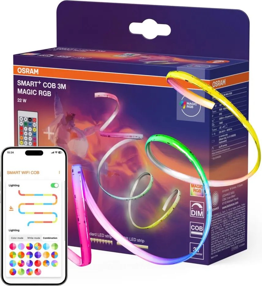 Osram - Striscia LED RGB dimmerabile SMART+ MAGIC 3 m LED/22W/230V Wi‑Fi + telecomando