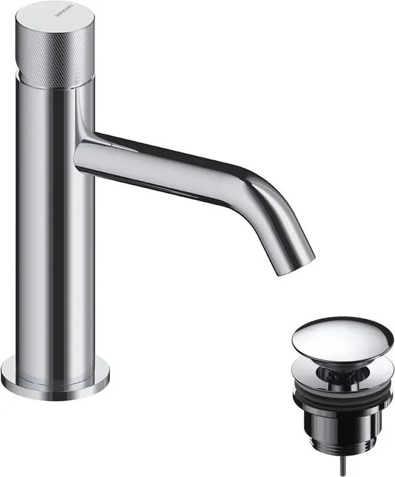 Rubinetto per lavabo a canna bassa getto laminare cristallino Loop K cromo spazzolato lucido SANYCCES