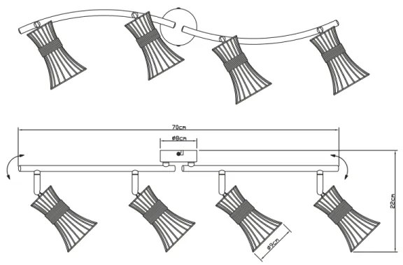 Globo 54814-4 - Luce Spot PURRA 4xE14/40W/230V