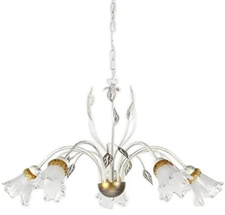 Lampadario Neoclassico Lampadario Neoclassico Lancia 5x E14 bianco paralume bianco 5x E14