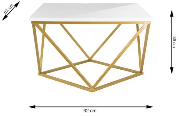 Tavolino CURVO 62x62 cm oro/bianco