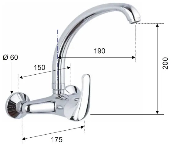 Aqualine - Miscelatore per lavello KASIOPEA 20 cm cromo lucido