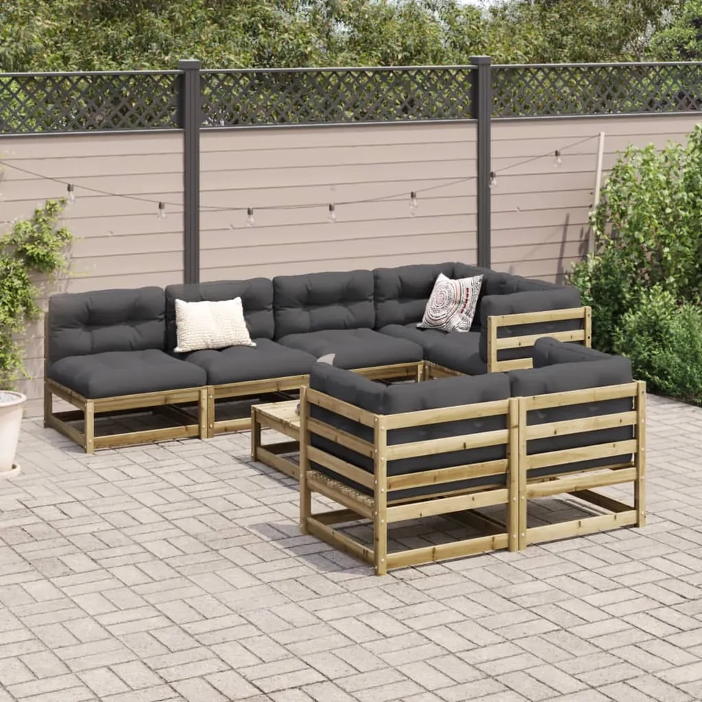 Set divani da giardino 8 pz in legno impregnato di pino