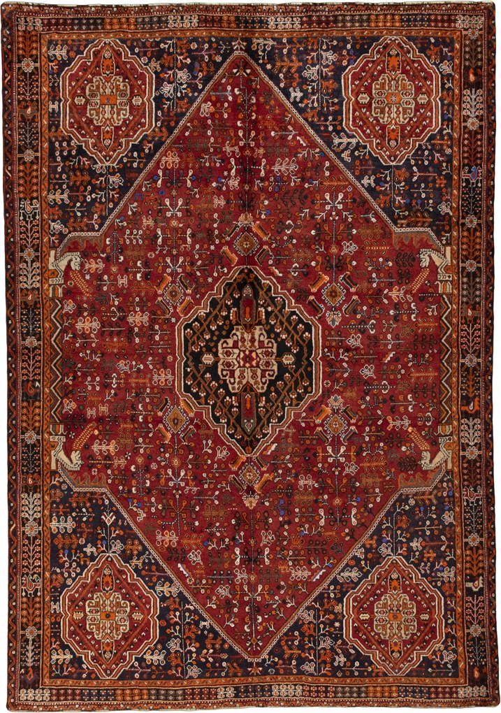 Shiraz Tappeto 200 x 290 Rosso (Iran) Annodato A Mano
