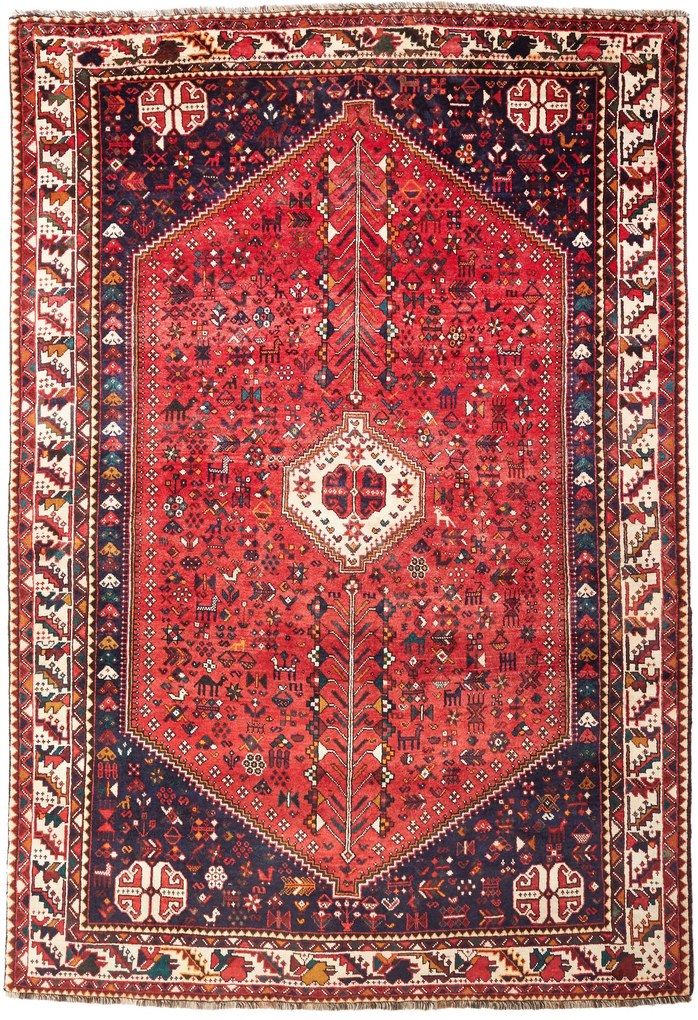 Shiraz Tappeto persiano 310 x 210 Rosso (Iran) Annodato A Mano