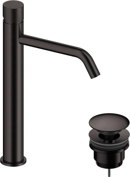 Rubinetto per lavabo collo alto Loop K metalgun lucido SANYCCES con piletta