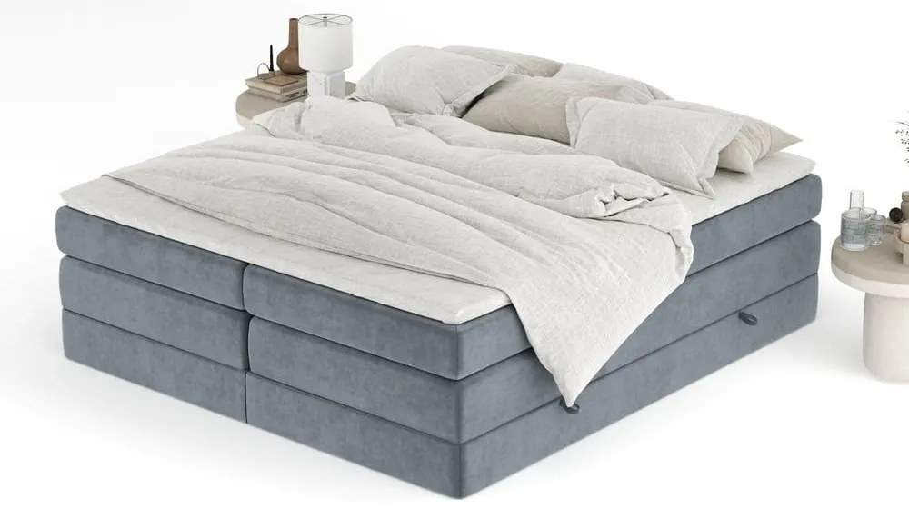 Letto boxspring grigio scuro con contenitore/senza testiera 200x200 cm Juniper – Maison de Rêve