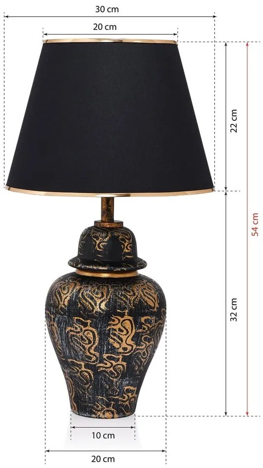 Lampada da tavolo nera e dorata con paralume in tessuto (altezza totale 54 cm) Derin – Opviq lights