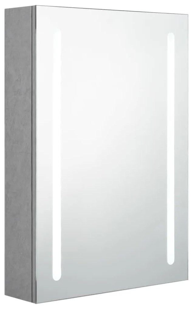 Armadietto bagno con specchio e led grigio cemento 50x13x70 cm