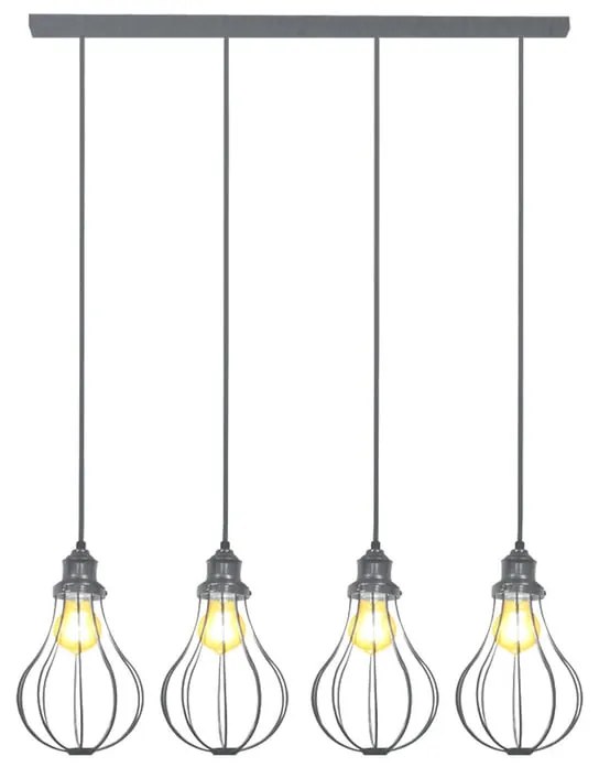 Lampadario Industriale Mia grigio paralume grigio 4x E27 NOVECENTO