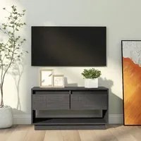 Mobile Porta TV Grigio 74x34x40 cm in Legno Massello di Pino 813841