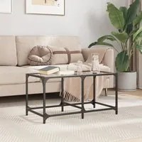 Tavolini con Piano Vetro Trasparente 2 pz 78,5x40x40 cm Acciaio 845974