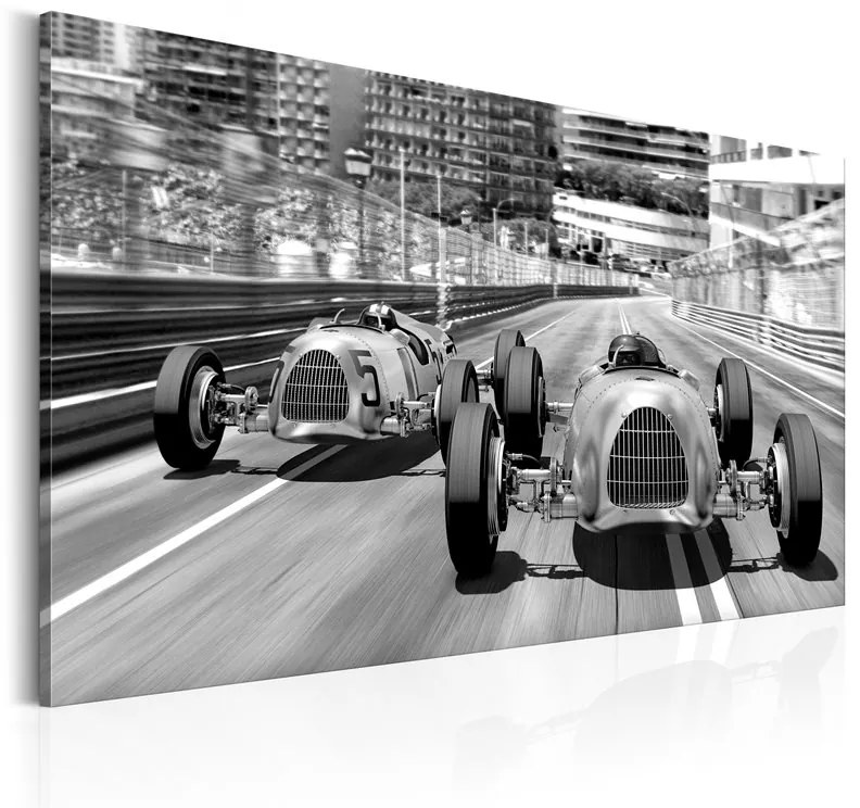 Quadro Old Cars Racing  Colore bianco e nero, Dimensioni e Misure 120x80