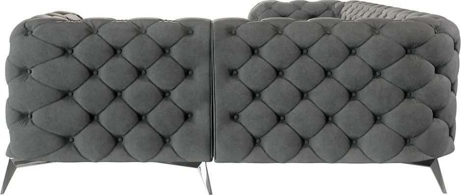 Divano angolare grigio (con penisola a destra/a L) con rivestimento in velluto Chelsea – Ropez